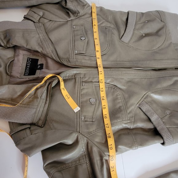 Bernardo Woman's Vegan Leather Motor Cycle/Bomber Style Jacket, Dark Tan, Size M - Picture 11 of 15